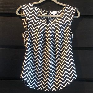 Black and White Chevron Small Short Sleeve Blouse